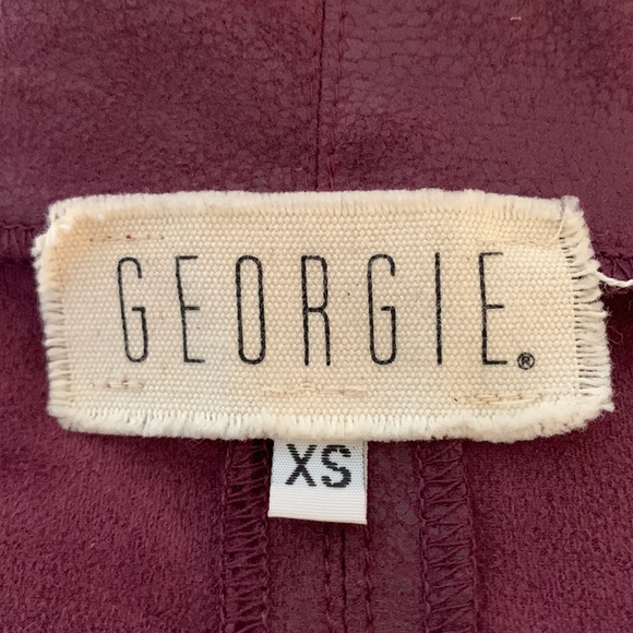 Georgie Faux Leather Cropped Moto Jacket Burgundy Size XS - Picture 5 of 6